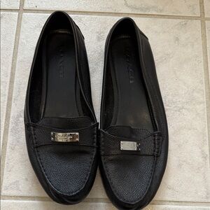 Coach Black Leather Slip-On Loafers for women